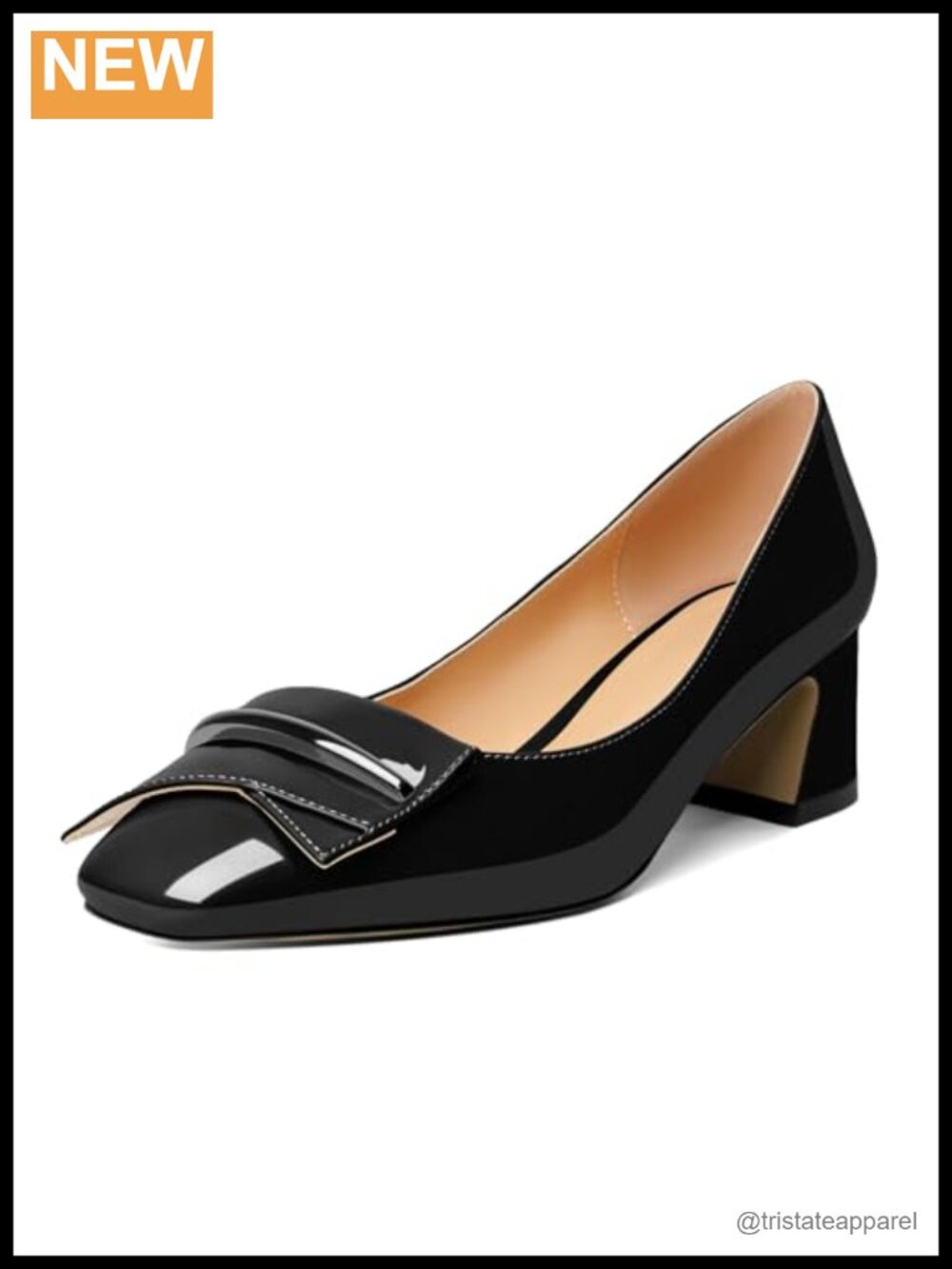 Women's Low Block Chunky Heel Pumps Square Toe Comfort Slip On Office Shoes